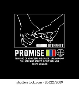 Promise Holding Hand Vintage design illustration for fashion, hoodie, t shirt or etc.