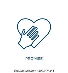 promise icon. Thin linear promise outline icon isolated on white background. Line vector promise sign, symbol for web and mobile