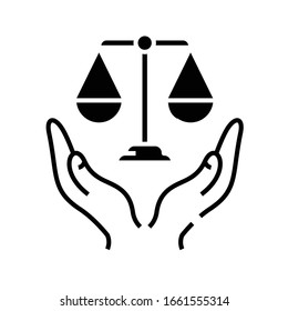 Promise of justice black icon, concept illustration, vector flat symbol, glyph sign.
