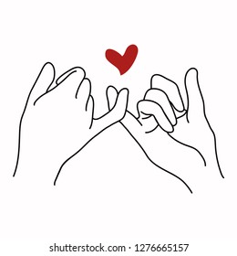 Promise  outline vector with red heart