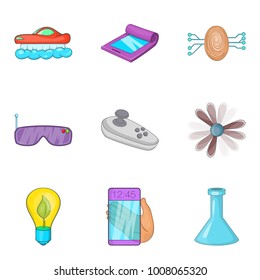Promising technology icons set. Cartoon set of 9 promising technology vector icons for web isolated on white background