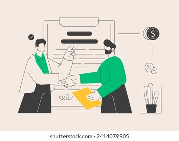 Promissory note abstract concept vector illustration. Commercial paper form, simple loan agreement, payment promise, financing source, legal document, demand payment, student loan abstract metaphor.