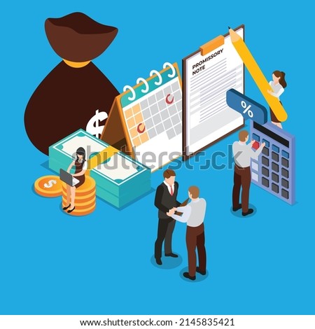 Promissory note isometric 3d vector illustration concept for banner, website, illustration, landing page, template, etc