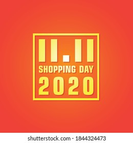 promo 11.11 shopping days 2020 ver.2, orange background, flat design