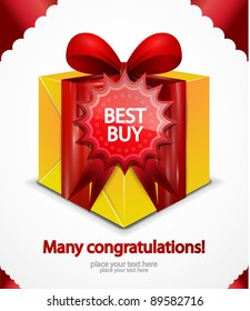 Promo advert poster with color gift boxes. Vector illustration