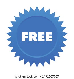 Promo badge with Free text. Add sticker vector. Blue promo button.
