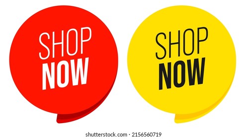 Promo badge set with advice to shop now. Coupon label and sticker with online store shopping promotion vector illustration isolated on white background