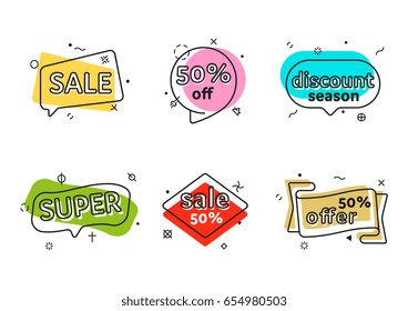 Promo banner geometric vector bubbles. Special offer sale red tag isolated vector trendy flat style. Discount offer price label, symbol for advertising campaign in retail, sale promo marketing.