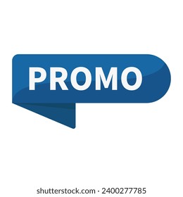 Promo In Blue Rounded Rectangle Ribbon Shape For Sale Advertisement Business Marketing Social Media Information
