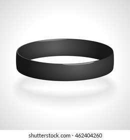 Promo Bracelet. Black Silicone Bracelet For Hand. Vector Illustration.