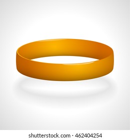 Promo bracelet. Orange silicone bracelet for hand. Vector illustration.