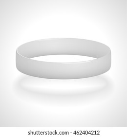 Promo bracelet. White silicone bracelet for hand. Vector illustration.