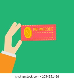 Promo code card. Discount on the banner. Discount icon. The vector in the flat.