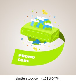Promo code. Concept promotions. Flyers Cartoon Vector.