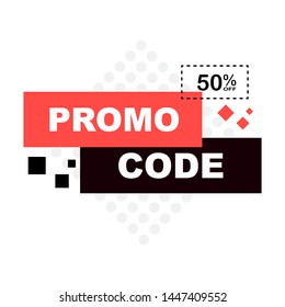Promo code, coupon code. Flat vector set design illustration on white background.
