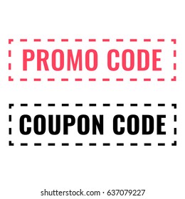 Promo code, coupon code. Flat vector set design illustration on white background.