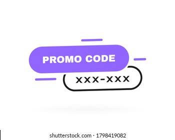 Promo Code, Coupon Code Label Design. Geometric Flat Banner. Modern Vector Illustration.
