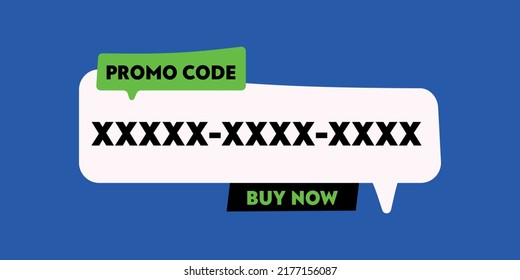 Promo code, coupon code label design. Use promo code and buy now. Geometric flat banner. Modern vector illustration.