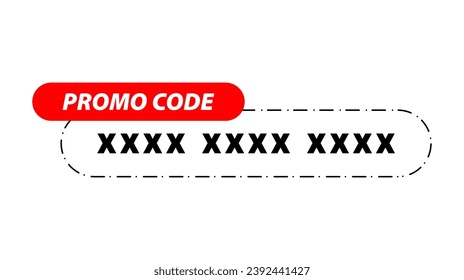 Promo code. Coupon code label design. Promotional discount flat design element on white background. Vector illustration