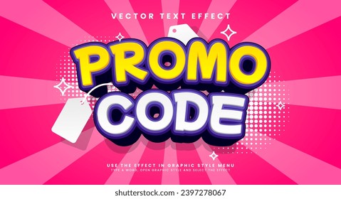 Promo code editable text style effect. Vector text effect for product promotion needs.