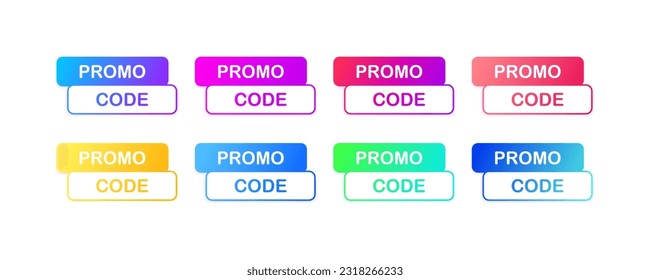 Promo code. Flat, color, promo code button, promo code icon. Vector icons.