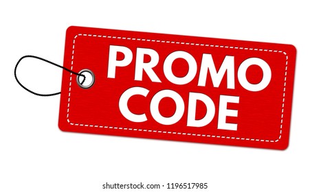 Promo code label or price tag on white background, vector illustration
