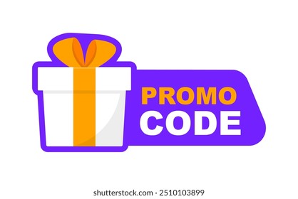 Rótulo do código promocional. Modelo de código promocional para marketing na Web. Ilustração vetorial.