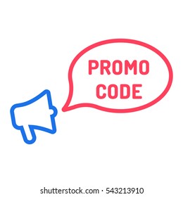 Promo Code. Megaphone With Speech Bubble Icon. Flat Vector Illustration On White Background. Business Concept.