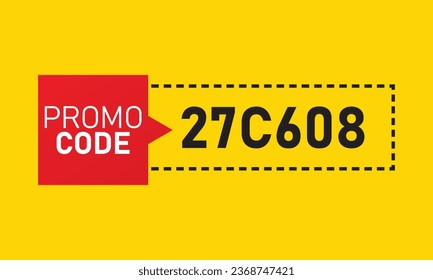 Promo code on yellow background. Vector illustration