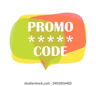 Promo code speech button. Promo code label isolated on white background.