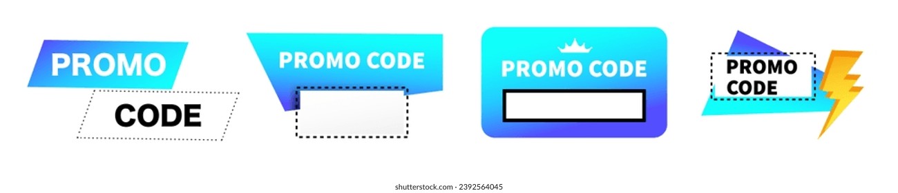 Promo code tag vector banner. Discount coupon template. Promocode sale discount ticket.