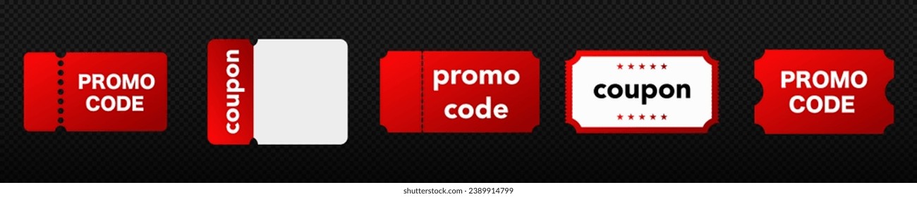 Promo code tag vector icon. Discount coupon template. Promocode sale discount ticket.