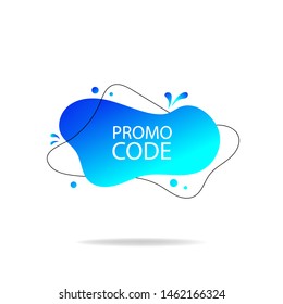 Promo code template.Geometric coupon code on isolated background.Gradient liquid shape with promo code for banners, social media, web. vector illustration
