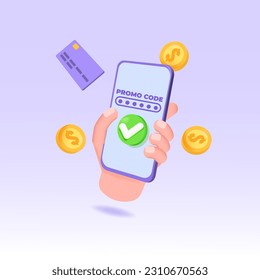Promo code using concept. Vector illustration.