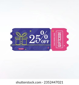  Promo code. Vector Gift Voucher with Coupon Code. 30% off gift boucher
