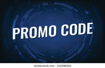 Promo code word concept vector illustration with blue lines modern futuristic 3d style for landing page template ui web mobile app poster banner flyer background gift card coupon label wallpaper