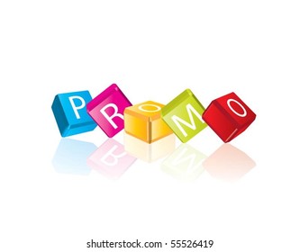 Promo (cube letters in editable vector format)