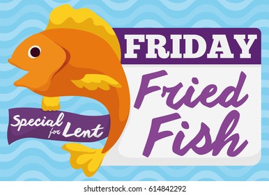 Promo design for special dish for Lent on Friday: fried fish.