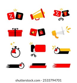 Promo and Discount Label Icon Pack. Vector Icons for Sales Campaigns Promotions