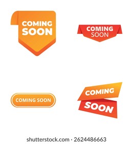 Promo label icons set cartoon vector. Promotional sticker and label coming soon. Marketing strategy
