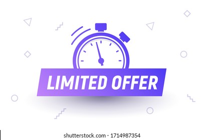 Promo limited offer sale price tag. Last limited offer clock countdown special label logo design