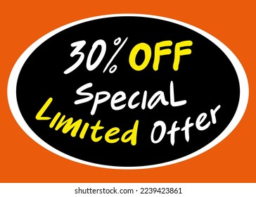 Promo Oferta Especial Limitada de arte vectorial. Color del fondo de la ilustración y fuente fantástica