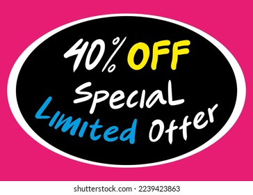Promo Limited Special Offer vector art. Illustration background color and fantastic font