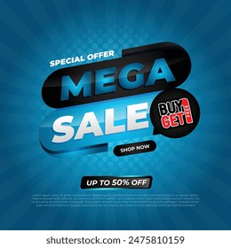 Promo Mega Sale Blue Theme, is Fully Vector Graphic, and ese it for your needs wisely