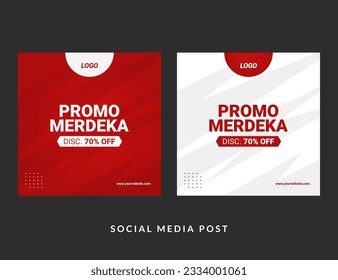 Promo Merdeka Feed Template. Good used for banner and social media post - EPS 10 Vector