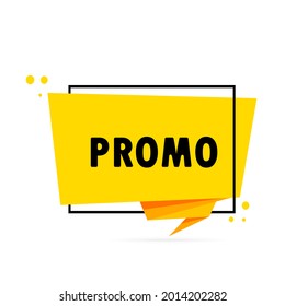 Promo. Origami style speech bubble banner. Sticker design template with promo text. Vector EPS 10. Isolated on white background.