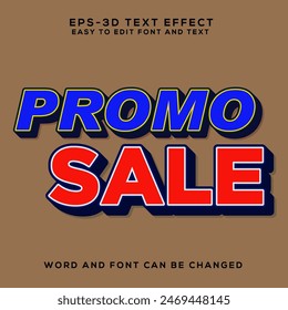 Promo sale 3d text effect with red and blue color