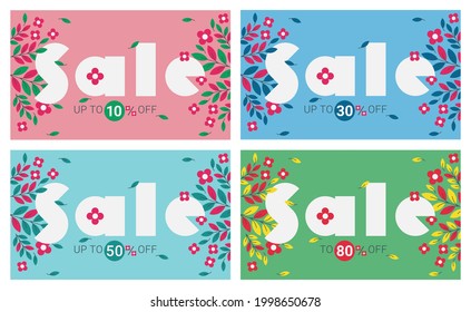 Verkaufsbanner-Set. Rabatt. Sommer, Frühling, Herbstbanner. Flache Vektorgrafik. 