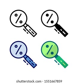Promo search icon. With outline, glyph, filled outline and flat style.