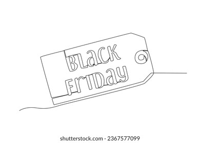 A promo shopping tag. Black Friday one-line drawing